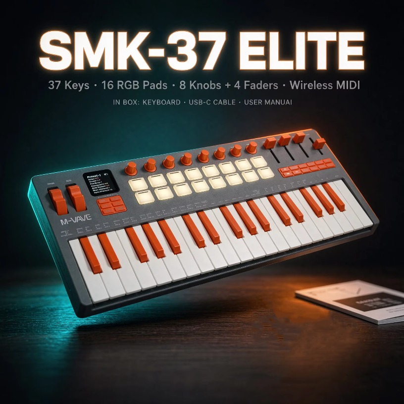M-VAVE SMK-37 Elite draadloze  - Midi Controller Pad recensie en prijs